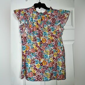 Jodifl Spring Floral Ruffle Sleeve Top- Multicolor